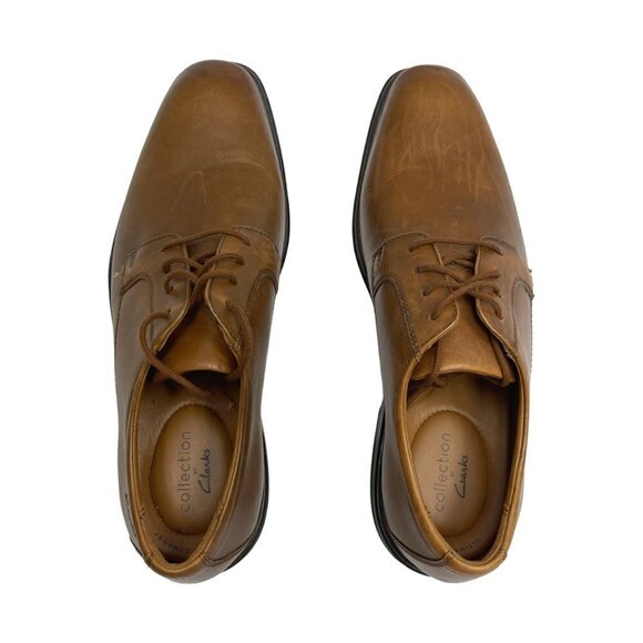 Clarks Men's Bensley Lace US 8 Oxford shoes wedding guest leather tan brown New - Picture 11 of 16